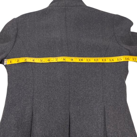 Anthropologie Tabitha Jacket Size 6 Gray Blue Wool Blend Terrace House Ruffle - Picture 10 of 11